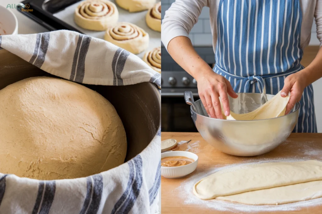 A spiral sourdough discard cinnamon rolls glistening with icing, resting on a smooth white plate.