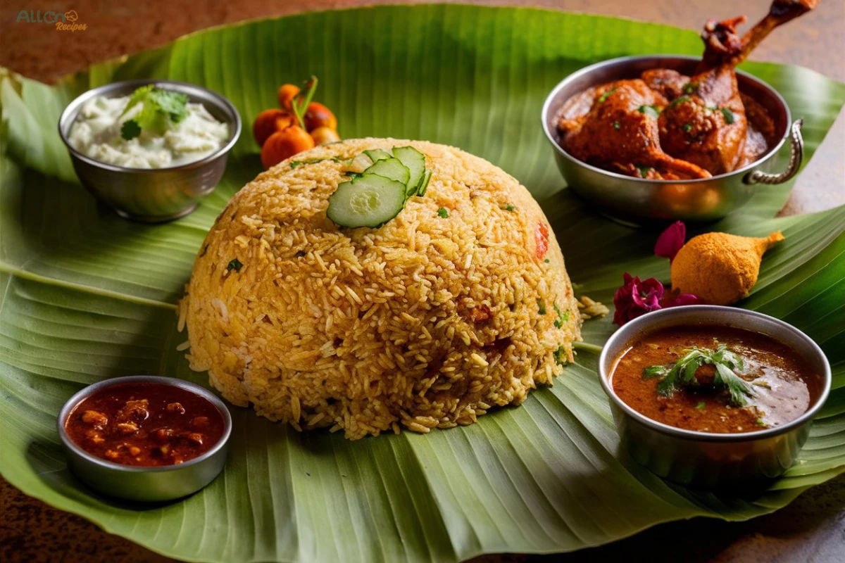 A wok filled with freshly made Anjappar egg fried rice, being stirred with a wooden spatula, releasing aromatic steam.