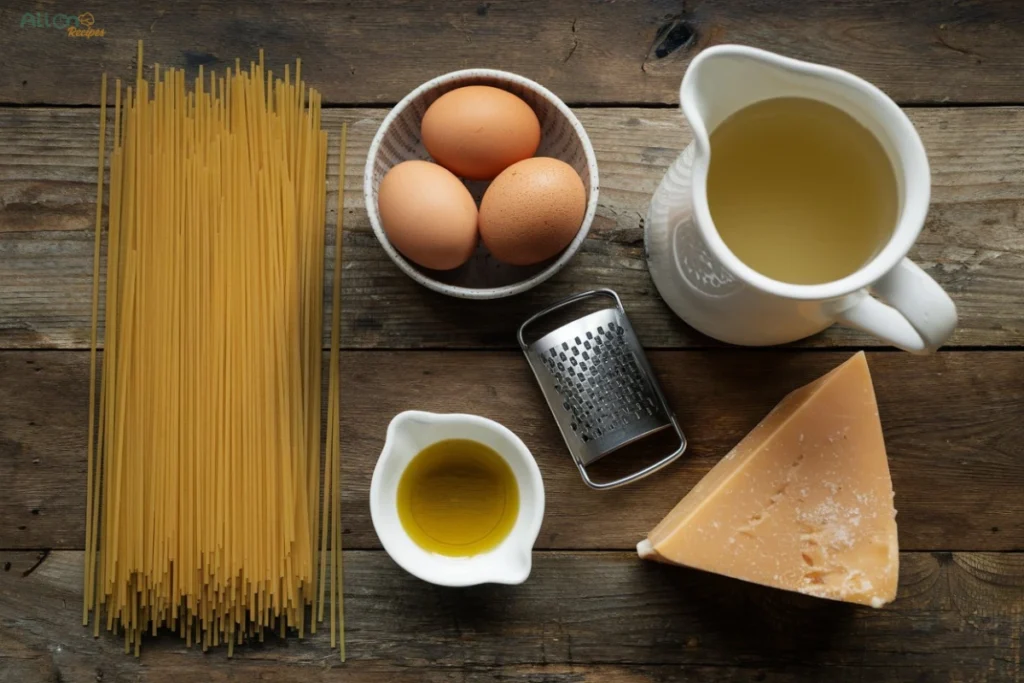 A step-by-step cooking process of pastina soup, showing broth boiling, pastina being stirred, eggs whisked in, and the final creamy soup served.